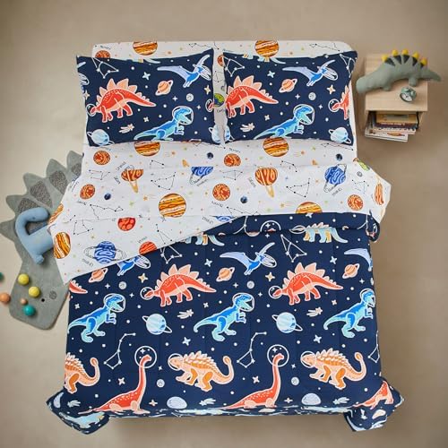A Nice Night 5pc Glow in The Dark Dinosaur Kids Twin Comforter Sets