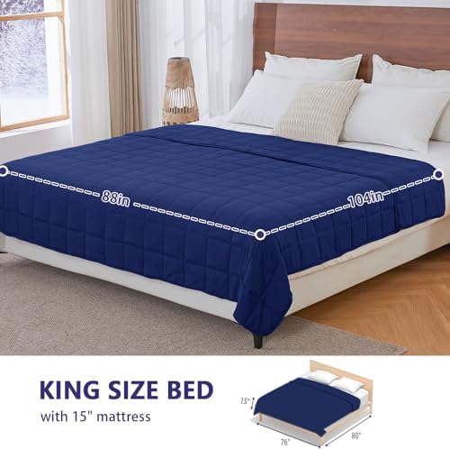 yescool King Size Weighted Blanket for Adults 20lbs, 88” x 104”, Blue