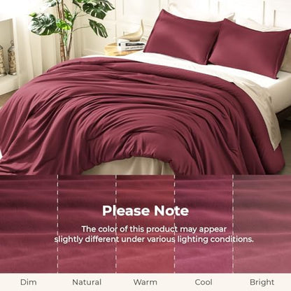 Litanika Burgundy Super King Plus Comforter Set, 3 Pcs Solid Bedding Set