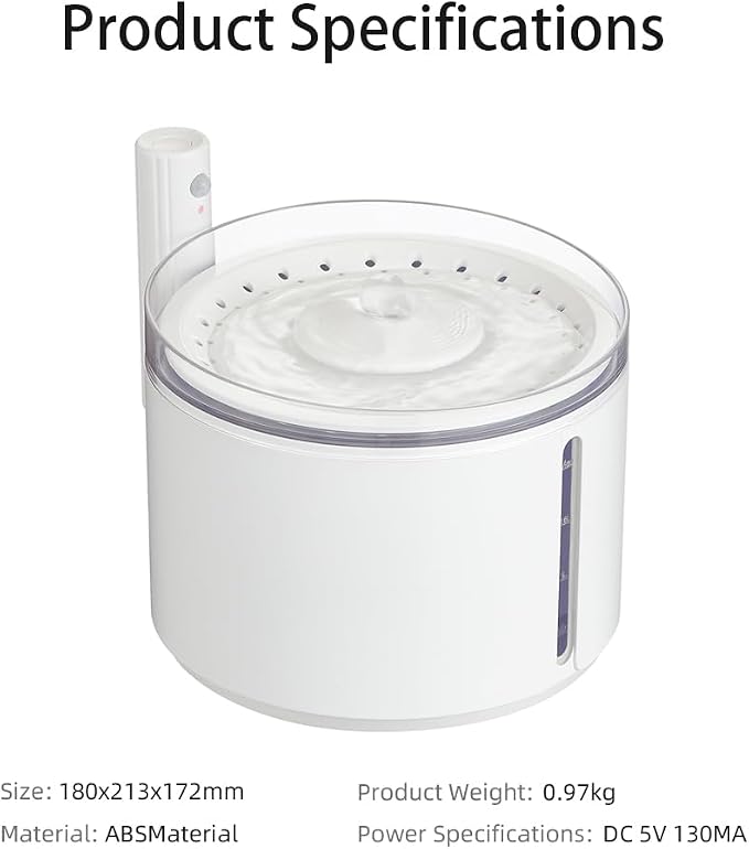 Smart Automatic Pet Water Fountain, 2.2L Cordless with Infrared Sensor, Dual Modes, Ultra-Quiet Pump, Safe for Cats & Dogs (White, Infrared Sensor)