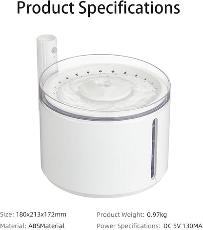 Smart Automatic Pet Water Fountain, 2.2L Cordless with Infrared Sensor, Dual Modes, Ultra-Quiet Pump, Safe for Cats & Dogs (White, Infrared Sensor)