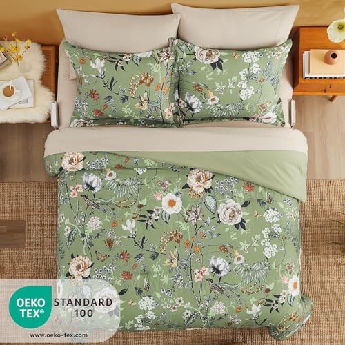 Full Size Comforter Sets - 7 Pieces Floral Bed in a Bag Full Bedding Set