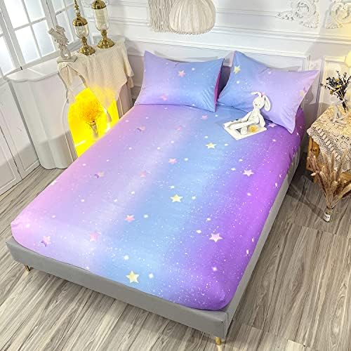 HOSIMA Colorful Rainbow Bedding Sets Full,1 Fitted Sheet+2 Pillowcases.