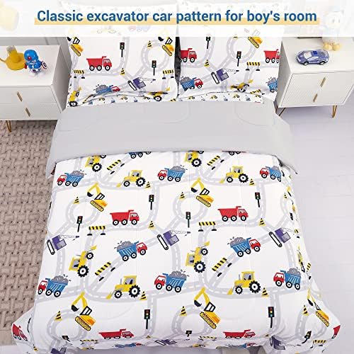 Viviland Kids Twin Bedding Sets, Boys Comforter, White Car