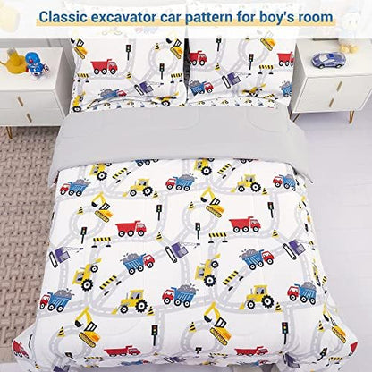 Viviland Kids Twin Bedding Sets, Boys Comforter, White Car