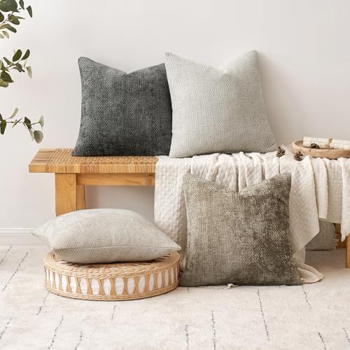 MIULEE Decorative Couch Throw Pillow Covers 16x16 Inch Dark Gray 2 Pack