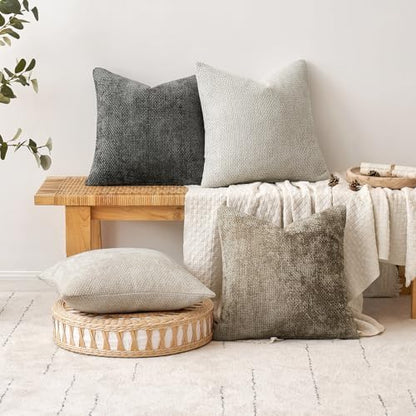 MIULEE Decorative Couch Throw Pillow Covers 16x16 Inch Dark Gray 2 Pack