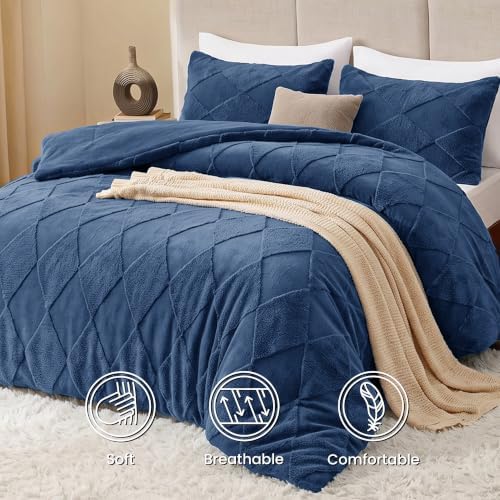 EXQ Home Tufted Diamond Comforter Set Full, 3 Pieces Bed Set,Dark Blue