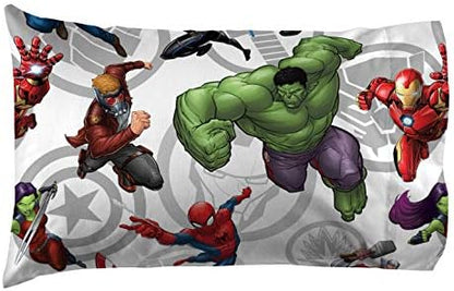 Jay Franco Kids Sheet Set with Fitted, Flat Sheets & Pillow Cover - Ultra-Soft Bedding with Pillowcase for Room Decor, Multi - Avengers, 3 Piece Twin