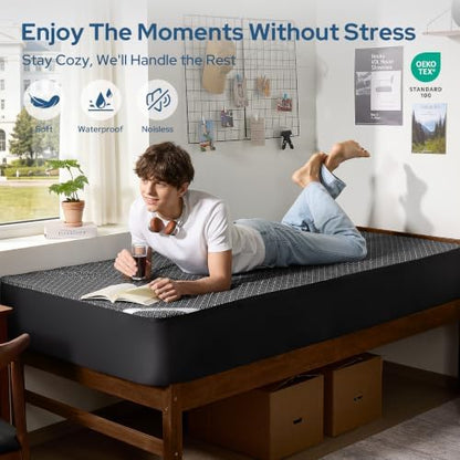 BEDLORE Waterproof Twin XL Mattress Protector, Noiseless Mattress Cover