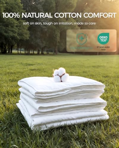FAUNNA 100% Cotton Duvet Cover Dust Mite Bed Bug Comforter Protector, Full