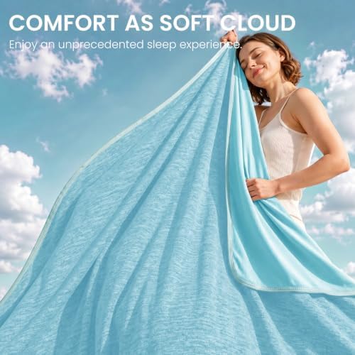 TOPCEE Cooling Blanket(60"x90"Twin Size)for Night Sweats Absorbs Heat to Keep Adults, Children Cool on Warm Nights, Q-Max 0.5 Cooling blankets for Hot Sleepers, Ultra-Cool Lightweight Blanket for Bed