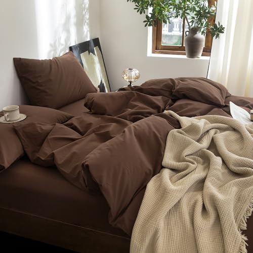 FOSSA Duvet Cover Set 100% Washed Cotton Linen Feel Oversized King Plus