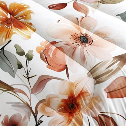 Nttopship Pink Yellow Floral Comforter Bedding Set with 2 Pillowcase King Size Flower Comforter Set for Kids Boys Girls Bedroom Decor