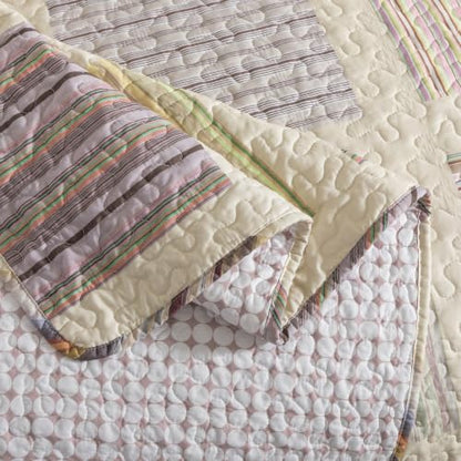 HoneiLife Quilt Sets King Size - 3-Pieces Microfiber Quilts Lightweight Bedspreads Striped Coverlets Rustic Bed Cover King Quilt Bedding Set All Season Quilts