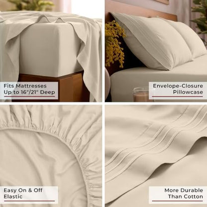 Mellanni Iconic 4-Piece, Ultra Soft Sheet Set (Full, Beige)