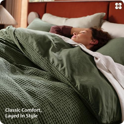 Bedsure PureWoven Cotton Waffle Weave Duvet Cover, King, Duvet Cover Only