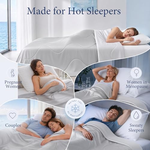 Cooling Comforter for Hot Sleepers, Queen 90x90, Light Blue