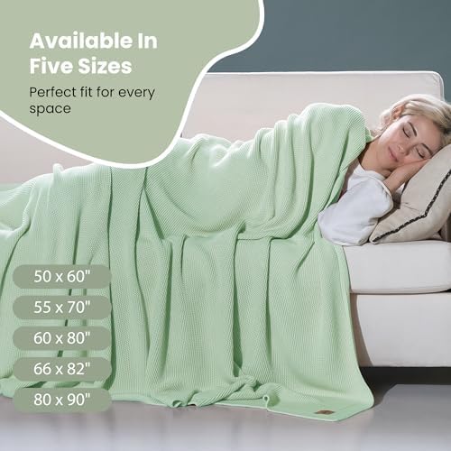 Dalisa Alina GOTS Organic Cotton Throw Blanket, Sage, 50x60 in