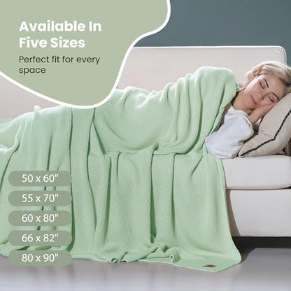 Dalisa Alina GOTS Organic Cotton Throw Blanket, Sage, 50x60 in