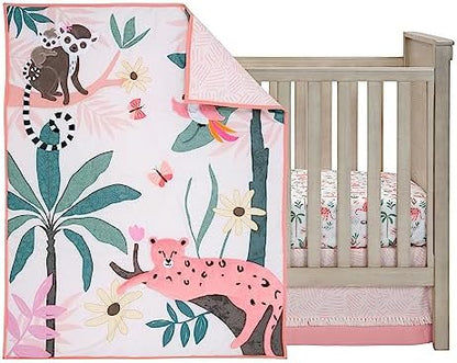 Lambs & Ivy Enchanted Safari Leopard/Lemur Jungle 3-Piece Baby Crib Bedding Set