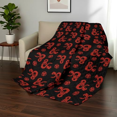 Northwest Dungeons & Dragons “Heed The Call” Full/Queen Quilted Blanket, Cozy Fantasy Bedding for Gamers, Kids & Adults, Throw for Bedroom, Sofa, or Game Room Décor, 90 x 90 Inches