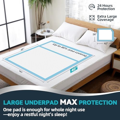 AAY Extra Large 40"x36" Disposable Underpads for Incontinence, 100 Count