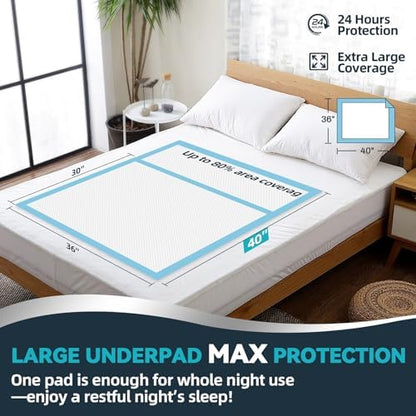 AAY Extra Large 40"x36" Disposable Underpads for Incontinence, 100 Count