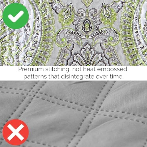 6-Pcs Daybed Quilt Set Cover Set Twin Bedding Set easy care Paisley Green