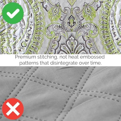 6-Pcs Daybed Quilt Set Cover Set Twin Bedding Set easy care Paisley Green