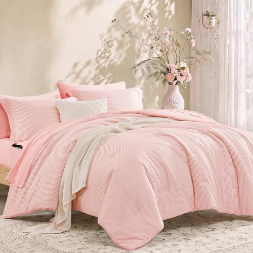 Monbix Queen Comforter Set-7 Pieces Soft Bed in a Bag Queen Bedding Sets