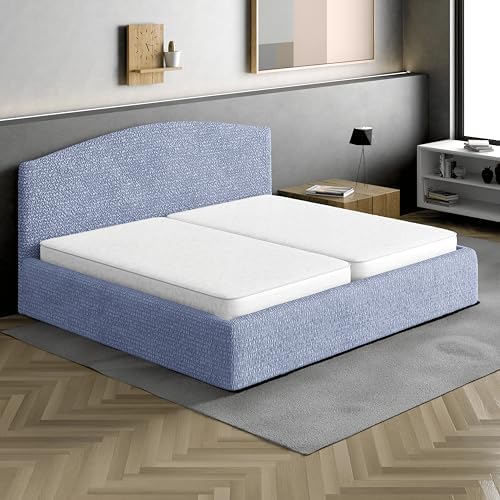 PAULATO BY GA.I.CO. Stretch Headboard and Frame Slipcover – Soft Bi-Elastic 1-Piece Bedframe Cover – Furniture Protector Machine Washable – Blue (King 75"-83" Wide)