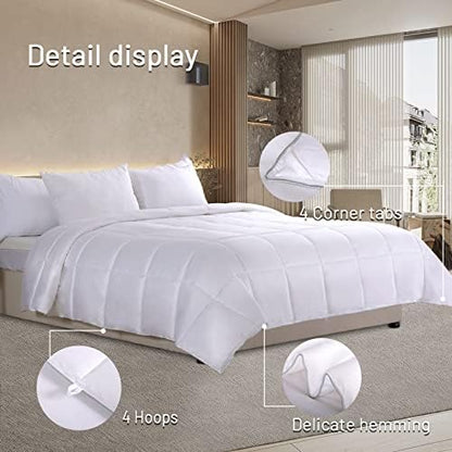 NEXHOME PRO Organic Natural Cooling Lightweight Comforter King,Viscose from Bamboo White 90"x 108" Down Alternative Cool Duvet Insert,Summer Bedding Blanket for Hot Sleepers,8 Corner Tabs