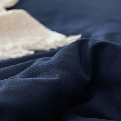 KAREVER Navy Comforter Set Full Bedding Set Women Bed Comforter Set Breathable Blanket Teens Dark Navy Blue Lightweight Quilts Set Full Size