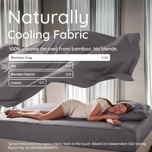 Bambaw King Sheets Set 4pcs, 100% Viscose Derived from Bamboo Sheets, King Size Cooling Sheets Set, Hotel Luxury Bed Sheets Set, Deep Pockets Fits Up to 16'' Mattresses, King Sheets Soft (Dark Gray)