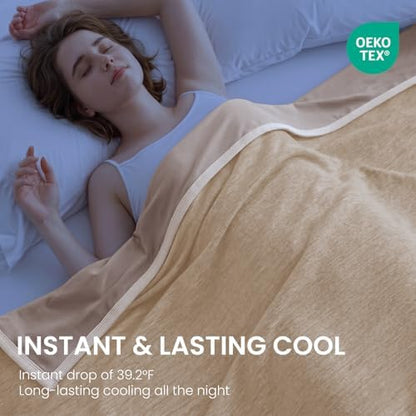 TOPCEE Cooling Blanket(60"x90"Twin Size)for Night Sweats Absorbs Heat to Keep Adults, Children Cool on Warm Nights, Q-Max 0.5 Cooling blankets for Hot Sleepers, Ultra-Cool Lightweight Blanket for Bed