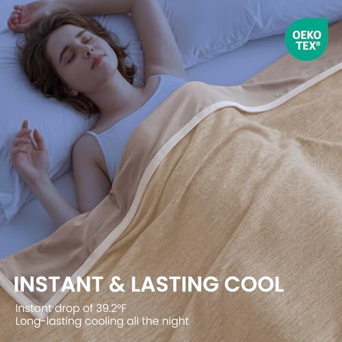 Topcee Cooling Blanket(90"x108"King Size) for Night Sweats Absorbs Heat to Keep Adults Cool on Warm Nights, Q-Max 0.5 Cooling Blankets for Hot Sleepers, Ultra-Cool Lightweight Blanket for Bed