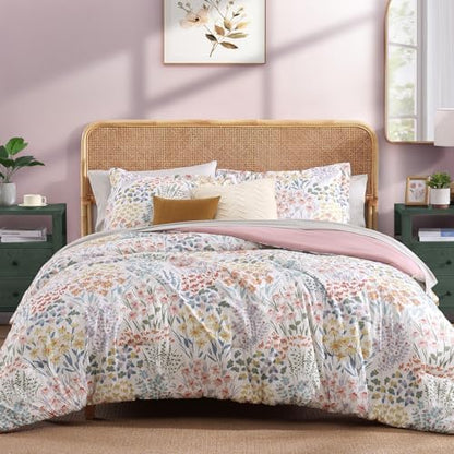 Queen Comforter Set - 7 Pieces Soft Floral Bed in a Bag Queen Bedding Sets