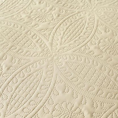 akkialla 118"x106" Beige California King Quilt Set, Oversized Floor-Length Bedspread, Modern Coin Pattern Microfiber Coverlet, 3-Piece All Season Bedding with 2 Pillow Shams