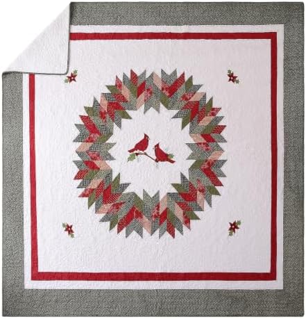 vctops 3 Pieces Christmas Cotton Quilted Quilt Set (Birds,Oversize Queen)