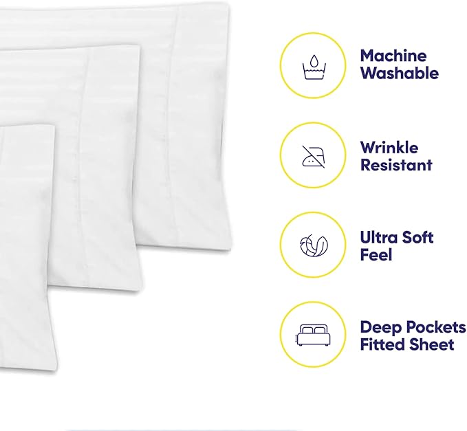 Twin Size Bed Sheets - 4 Piece 1500 Supreme Collection Fine Brushed Microfiber Deep Pocket Twin Sheet Set Bedding - 1 EXTRA PILLOW CASES, GREAT VALUE, Twin, Dobby White