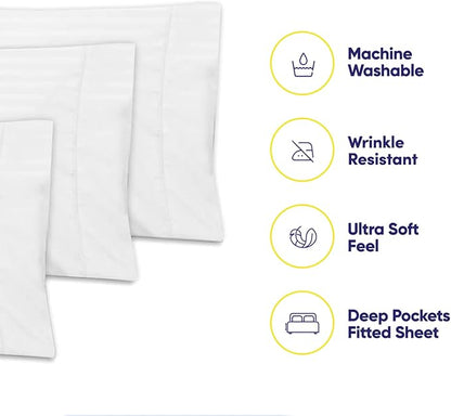 Twin Size Bed Sheets - 4 Piece 1500 Supreme Collection Fine Brushed Microfiber Deep Pocket Twin Sheet Set Bedding - 1 EXTRA PILLOW CASES, GREAT VALUE, Twin, Dobby White