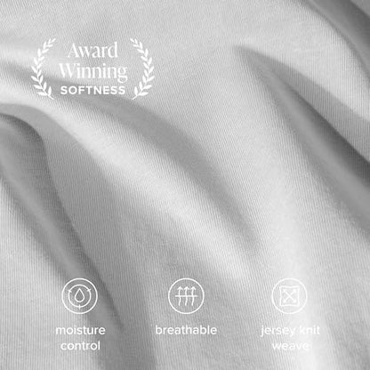 Bare Home 100% Organic Cotton Jersey Sheet Set (Queen, Cloud Grey)