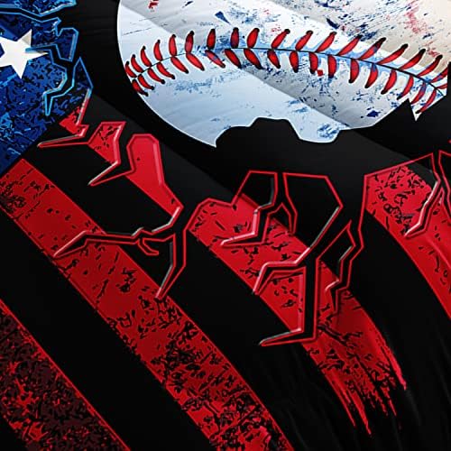 HOSIMA American Flag Baseball Comforter Set Full with 2 Pillowcases.