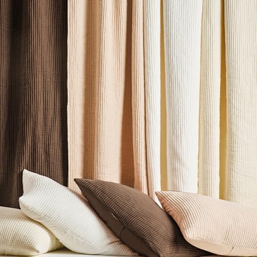 EVERGRACEHOME Cotton Ribbed Matelassé Coverlet Set, King, Sienna Brown