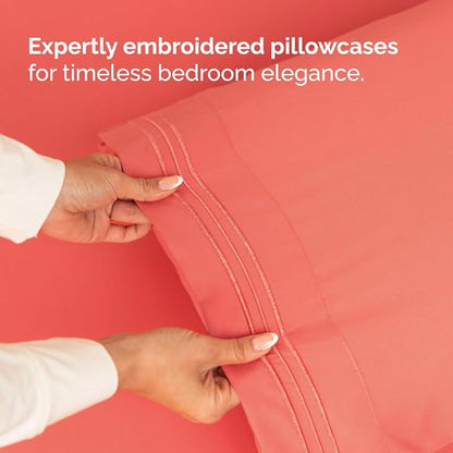 Full XL Bed Sheet - 4 Piece Full XL Bed Sheets Set - Soft, Breathable & Cooling - Hotel Luxury Bedding for Women, Men, Kids, Teens, Boys & Girls - Deep Pockets, Comfy, Fade and Wrinkle Free - Coral