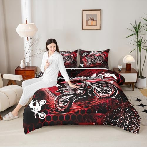 Feelyou Dirt Bike Comforter Set for Kids Boys Girls Toddler Size