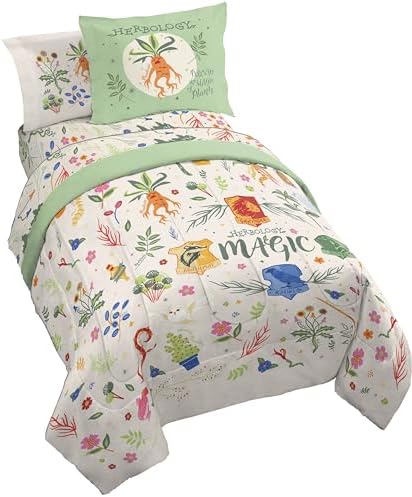 Harry Potter Twin Comforter Set 5 Piece Soft Floral Bedding, Multi