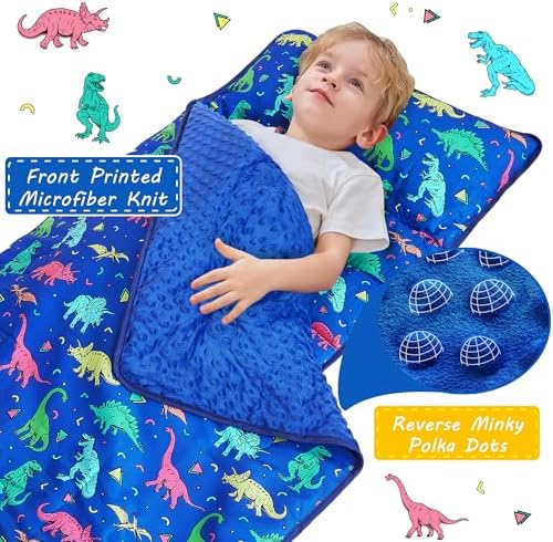 Lasoftan Toddler Nap Mat with Pillow and Blanket, Extra Large Rolled Napping Mats,Slumber Bags for Boys Girls,Kids Sleeping Bag for Daycare, Preschool Travel Camping