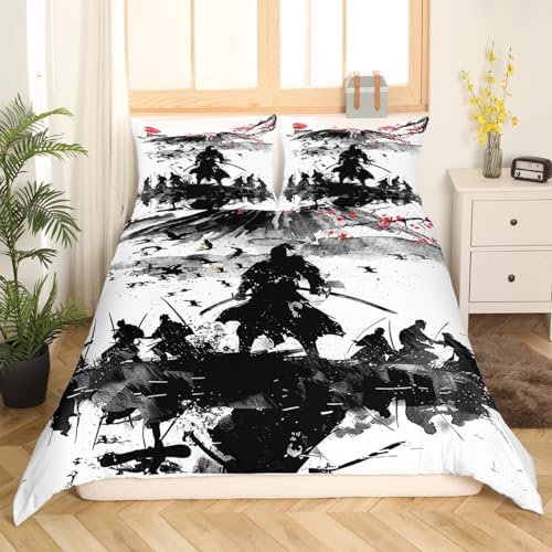 Feelyou Japanese Samurai Duvet Cover King Size Boys Girls Teens